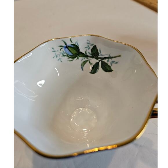 Elegant Royal Stafford Bone China Teacup & Saucer Set: Blue Rose  Gold Accents - Picture 4 of 10